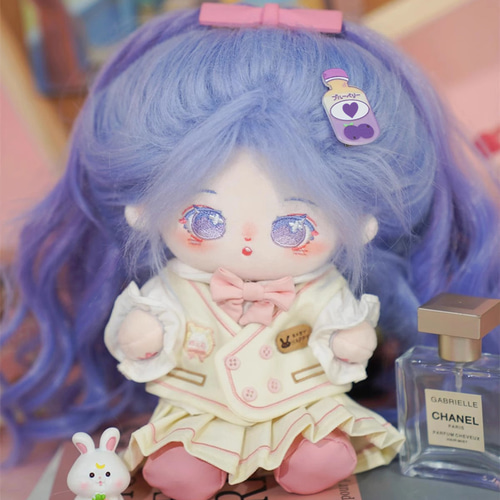 20cmぬいぐるみ 着せ替えぬいぐるみ かおる 紫髪花柄紫目 アイドル 綿