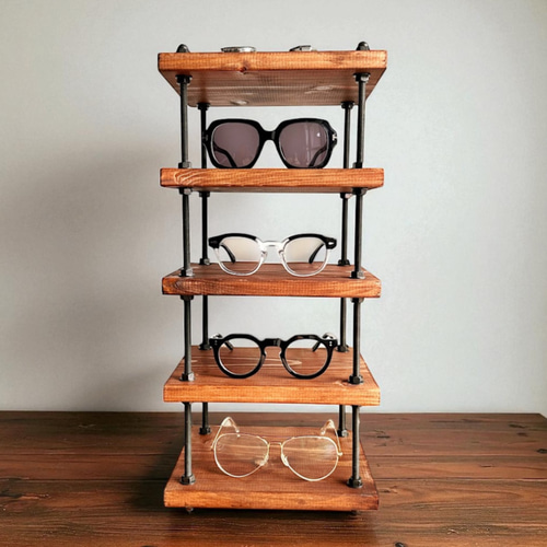 5段 アイアン メガネスタンド サングラススタンド アイアンラック