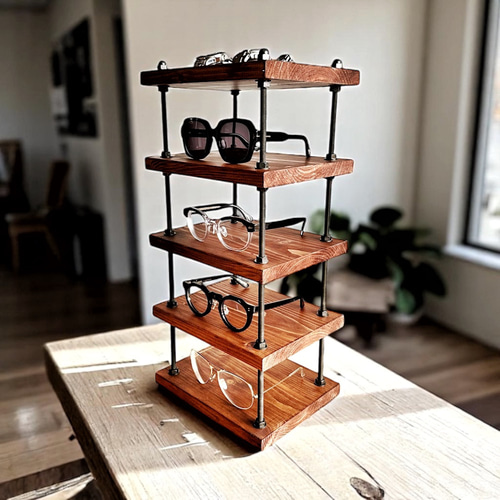 5段 アイアン メガネスタンド サングラススタンド アイアンラック