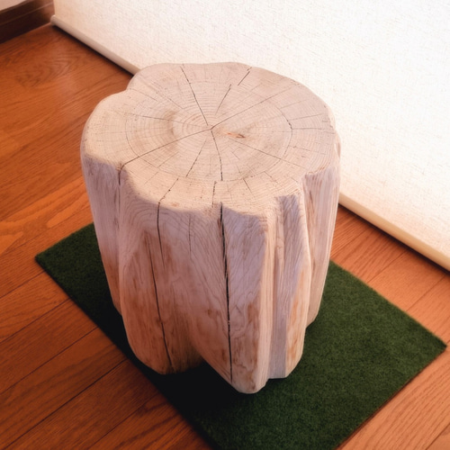 国産天然木 ひのき切株ウッドスツール・丸太サイドテーブル・無塗装