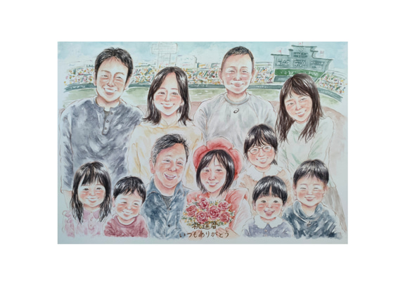 似顔絵 A4 還暦祝い 似顔絵オーダー イラスト 名入れ ギフト 両親贈呈