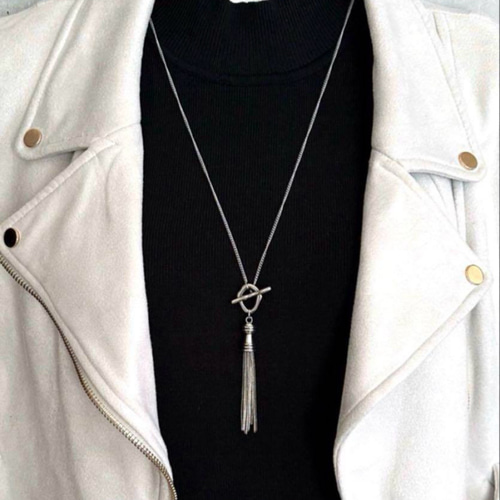 アレルギー対応✧*｡】アンティーク シルバー マンテルネックレス