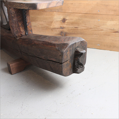 1点モノ 車輪 オブジェ 置物 花台 木製 古材 丸太 和風 アンティーク