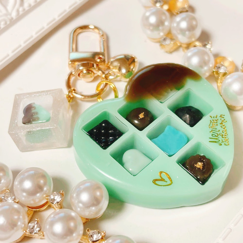 チョコミント メルティチョコBOX◇シャカシャカキーホルダー ハート