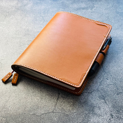 手縫】高橋手帳A5No.963用キャメル色着せ替え本革カバー（バタフライ