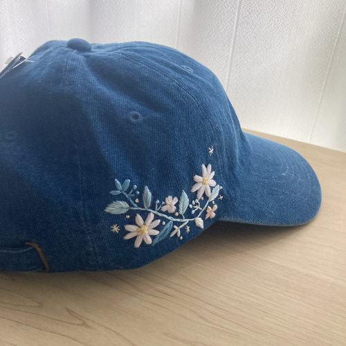 花刺繍のデニムキャップ キャップ tikutiku_tamago 通販 17799019