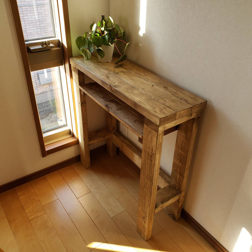 80✕27 棚つき カウンターテーブル ジャコビーンワックス アンティーク