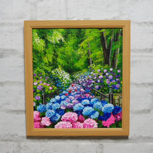 油絵 油彩 油彩画 絵 絵画【紫陽花の階段】 絵画 HR 通販 17813993