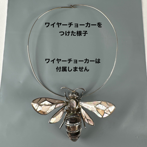 蜂型 シルバー925 螺鈿装飾 ブローチ&ペンダントトップ r20 ペンダント
