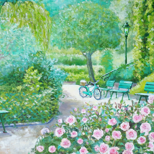 油絵 菅家令子 絵 絵画 インテリア uF6-113102 花 ばら 油絵 菅家令子