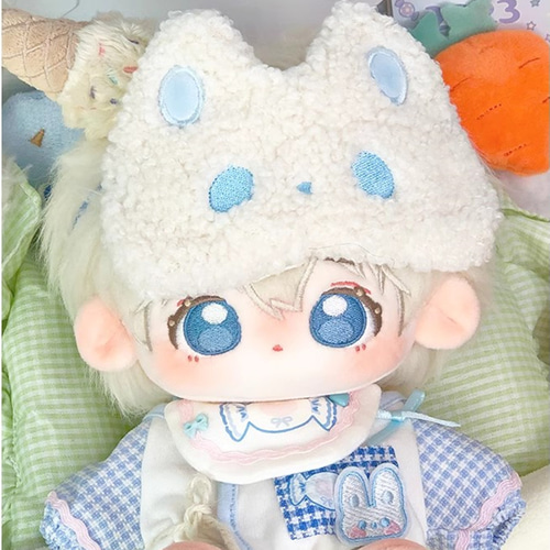 20cmぬいぐるみ 着せ替えぬいぐるみ バケ 白髪水色目 アイスクリーム