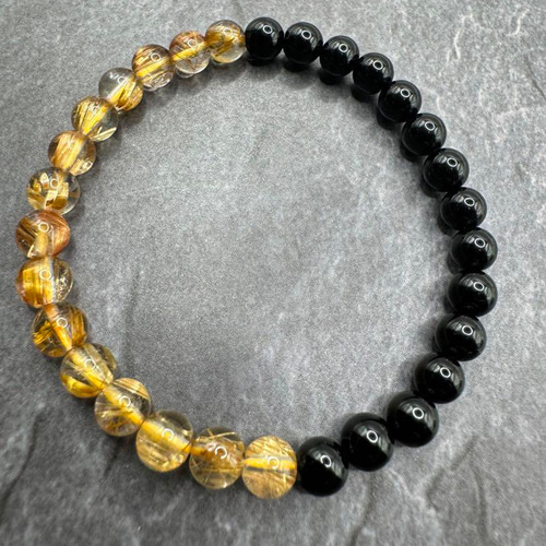 超高品質 ルチル✖️オニキスブレス 細身 天然石 ブレス ヒカル ReZARD