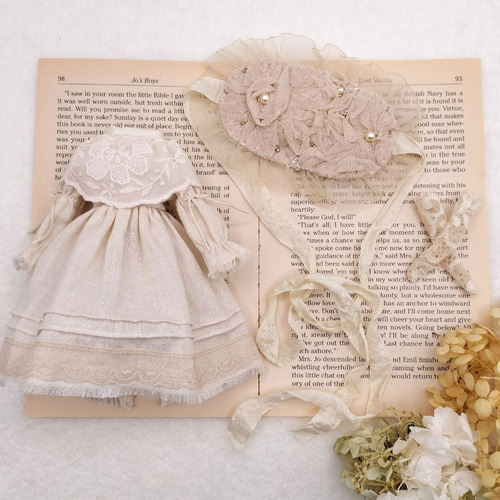 1/6ドール服 アウトフィット ワンピース ヘッドドレス 3点セット