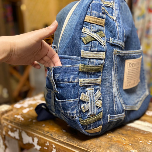 デニムリメイクリュックサック♪特大サイズ リュック・バックパック