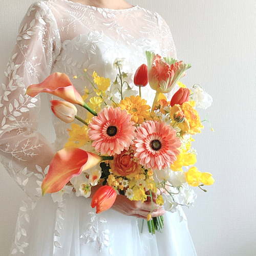 ガーベラのウェディングブーケ【結婚式/ウェディング/リゾート婚/前