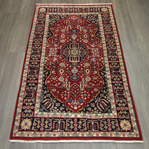 ヴィンテージ ペルシャ絨毯 クム産 オールド手織り絨毯 クムウール