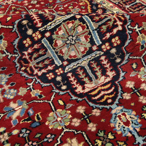 ヴィンテージ ペルシャ絨毯 クム産 オールド手織り絨毯 クムウール