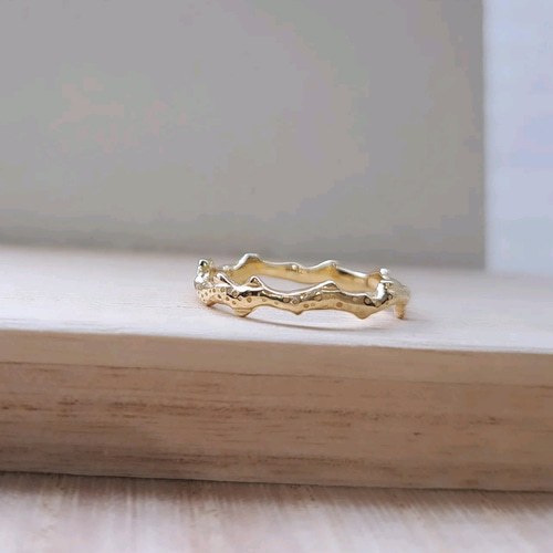 18金 珊瑚のリング】 k18 18k 珊瑚アクセサリー シンプルリング