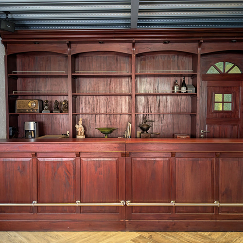 アンティーク調 特大 マホガニー無垢 バーカウンター W336cm パブ 店舗