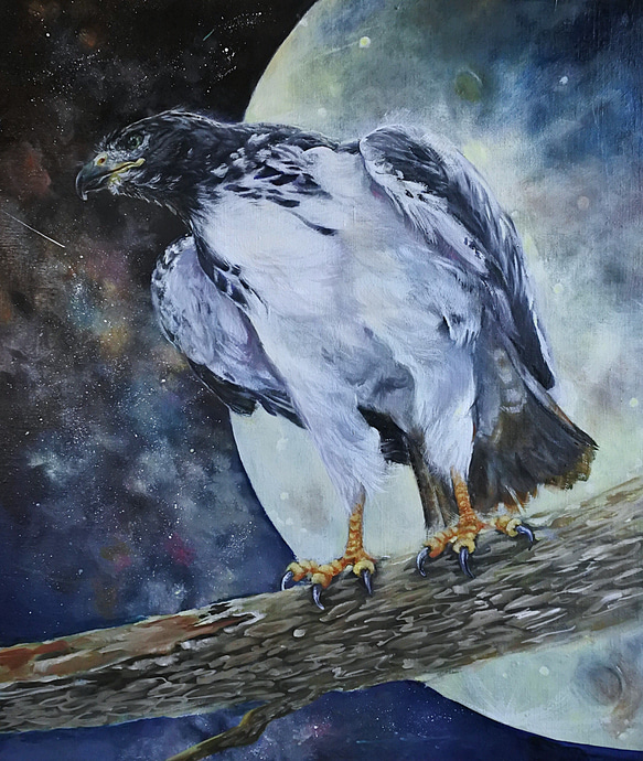 油彩原画『川•夏の終わり』 F10号 ミチ•スダ 油彩原画『川•夏の終わり