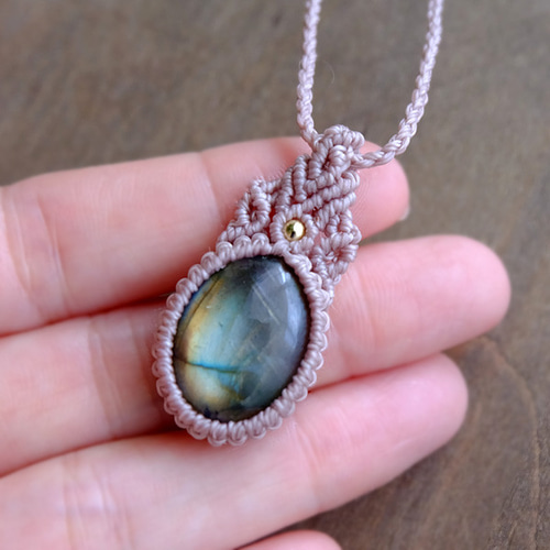 ラブラドライト（マダガスカル産） 良質天然石マクラメ編み ミニ