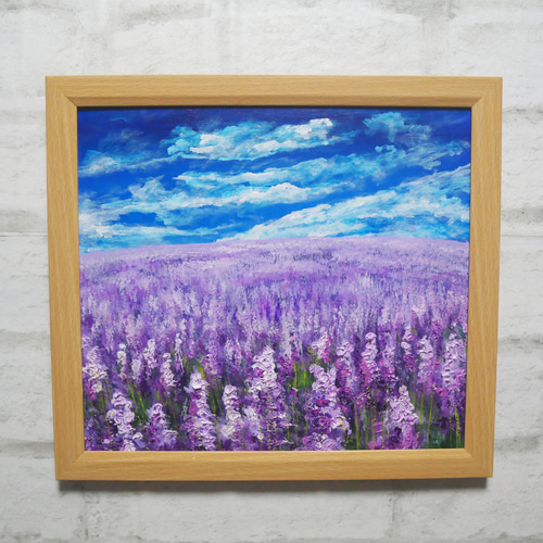 油絵 油彩 油彩画 絵 絵画【青空とラベンダー畑】 絵画 HR 通販
