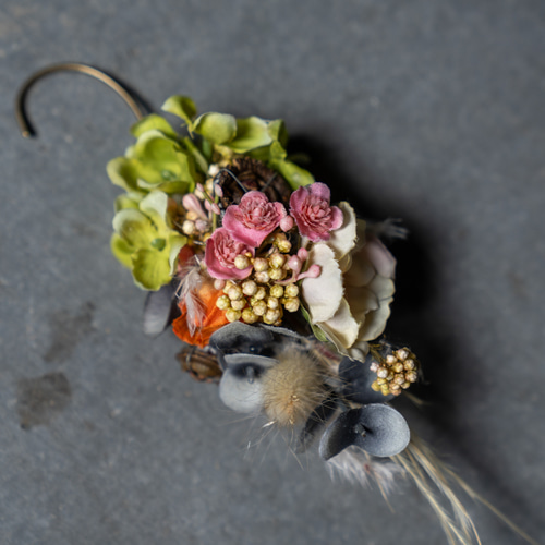 アーティフィシャルフラワーイヤーカフ 造花 ドライフラワー