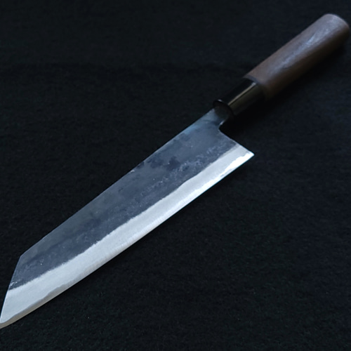 白紙2号 黒打 文化（万能）包丁 195㎜ #1518 焼栗柄 月光作 包丁