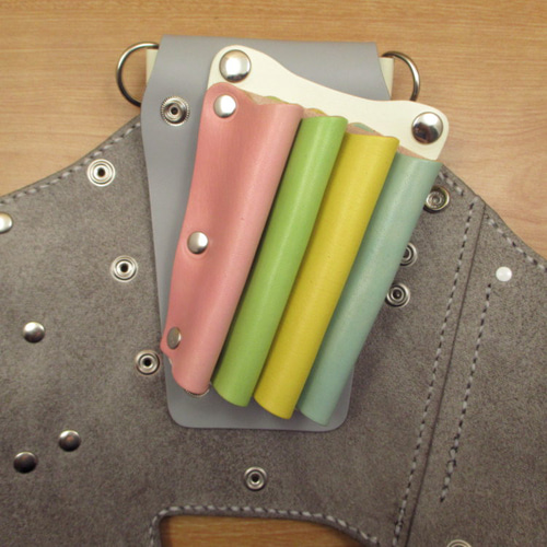 手縫い 本革 7丁差し シザーケース (ライトグレー×カラフル ) SCA-110