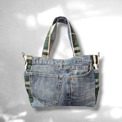 迷彩柄☆リメイク トートバッグ トートバッグ デニムりめいく屋*Re-m
