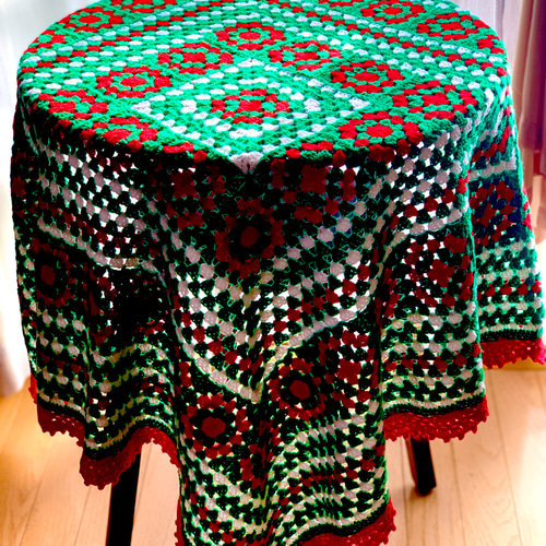 ハンドメイド かぎ針編み グラニースクエア ブランケット ひざ掛け