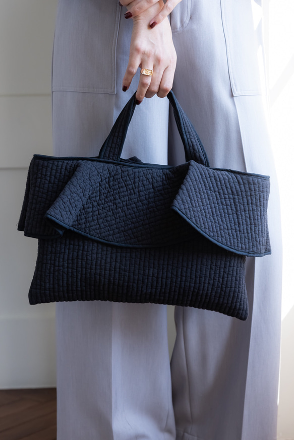 ヌビ フリルバッグ A4サイズ収納 通勤通学 サブバッグ トートバッグ IC