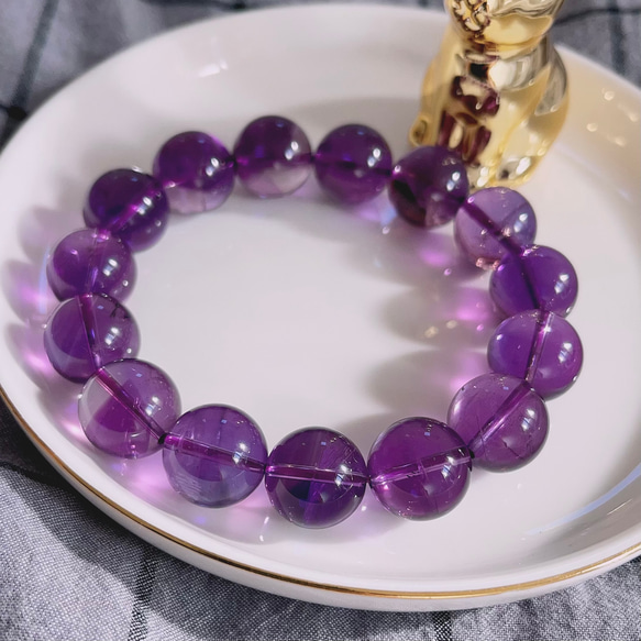 14mm 天然無処理 ウルグアイ産 アメジスト ブレスレット ブレスレット