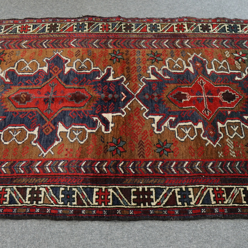 ウォーラグ ヴィンテージラグ トライバルラグ143cm×83cm ウール絨毯