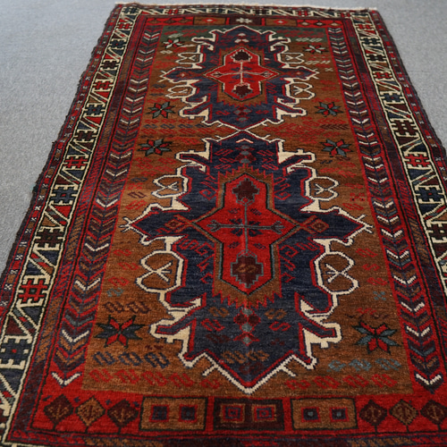 140x84cm トライバルラグ ヴィンテージラグ 手織り ペルシャ絨毯