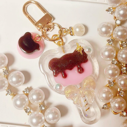 いちごチョコくまロリポップ◇シャカシャカキーホルダー シェイカー