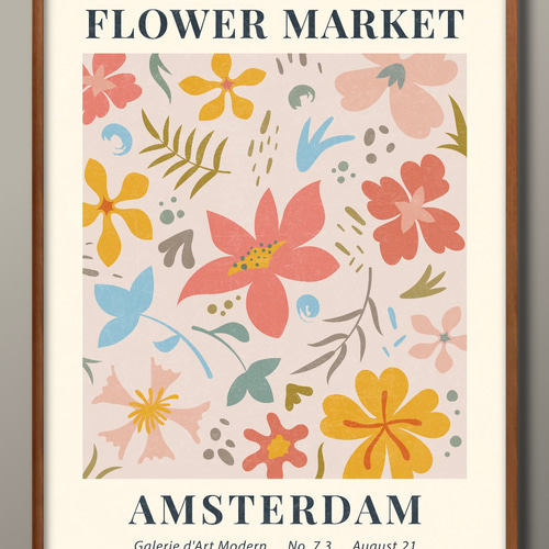 8467□アートポスター 絵画 A3サイズ『フラワーマーケット 花