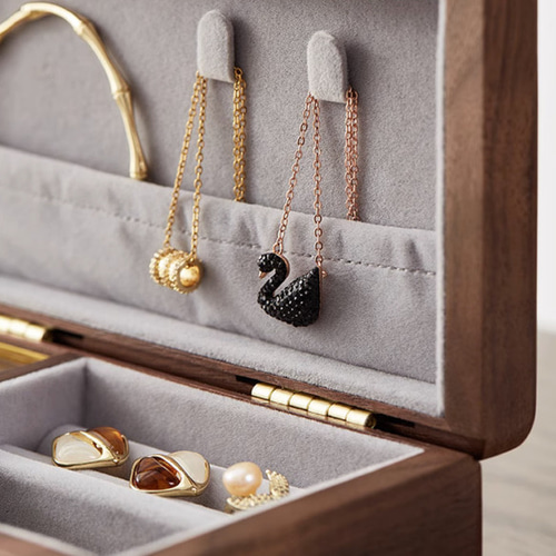 天然木のオルゴール 記念日ケース アクセサリー収納 リング・指輪置き