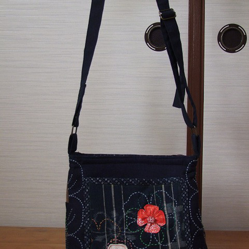 ハンドメイド・古布絣 リメイク ファスナーショルダーバック②