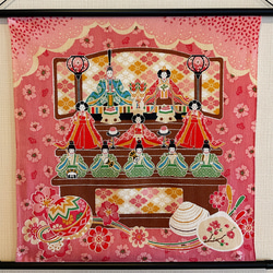 3月ウォールデコ【雛壇桜の森】軸付きタペストリー お雛様壁飾り 3月