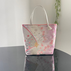 帯リメイクバッグ 煌めく孔雀 Mサイズ 和装バッグ 帯バッグ トート