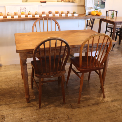 ヒノキW1200奥行700 シャビー調 レトロ ろくろ足 #ネイルテーブル