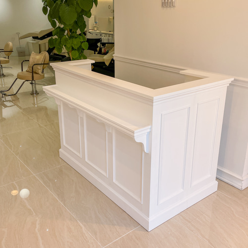 美容室L字カウンター（W1500ホワイト） ネイルサロンレジカウンター