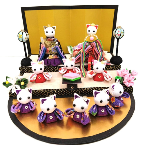猫のお雛様 5人囃子 つまみ細工 ひな人形・雛飾り himadare 通販