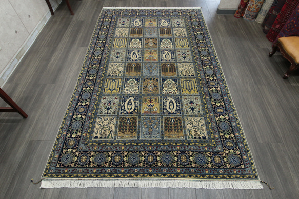 ヴィンテージラグ ペルシャ絨毯 庭園模様 ヘシティデザイン オールド