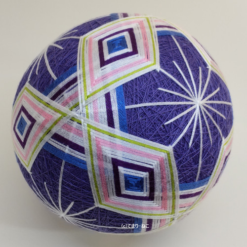 手毬猫の店 てまり「三菱模様」紫地白12cm 手まり 手毬 手鞠 四季の