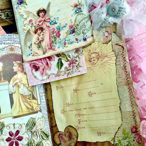 アンティーク調/レースたっぷりジャンクジャーナル雑記帳『天使の花園