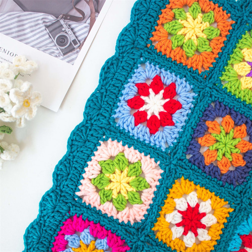 ハンドメイド かぎ針編み フラワーモチーフ 編み物 デイジー グラニー