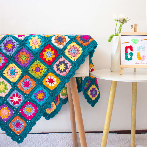 ハンドメイド かぎ針編み フラワーモチーフ 編み物 デイジー グラニー