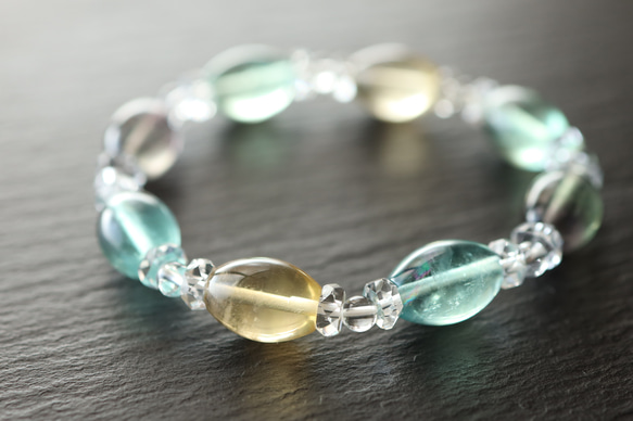 ☆プレミアムブレス☆フローライト（マルチカラー・天珠タイプ）：横幅